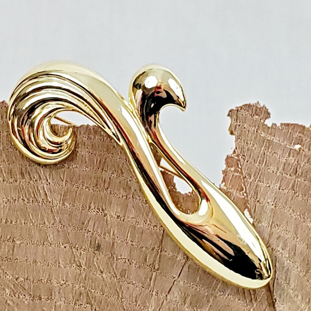 Vintage Abstract Gold Tone Brooch